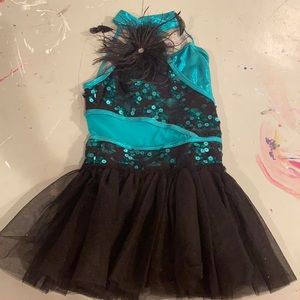 Teal and black dance costume